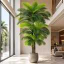 10ft Tall Triple Golden Cane Palm Artificial Tree Large Tropical Palm Tree UV Resistant Fake Plant in Pot for Indoor Outdoor Big House Living Room Outside Patio Office Home Decor 1Pack