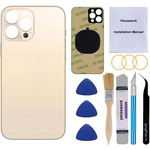 OEM Rear Back Glass Replacement (Gold) Compatible with iPhone 13 pro max 6.7 inches All Carriers with Pre-Installed Adhesive and Repairing Tool Kits