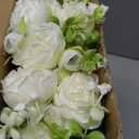 Crowye 8 Bundles Artificial Peonies Realistic Flowers with Stems Bouquet Peonies for Table Centerpieces Wedding Decoration Bridal Floral Arrangement (White)