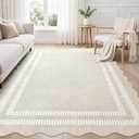 Area Rugs 5x7 Living Room Washable Modern Rug, Neutral Beige Soft Non Slip Rugs Ultra-Thin Indoor Carpet for Bedroom Dining Room Nursery Home Office