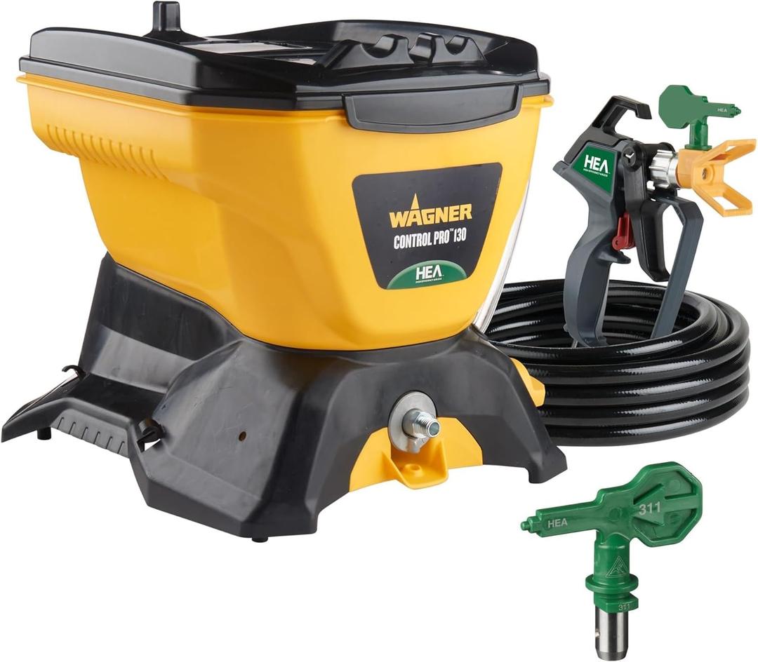 Wagner Spraytech 2467899 Control Pro 130 Power Tank Paint Sprayer Kit, High Efficiency Airless with Low Overspray, Including 515 & 311 Tips for Large Projects