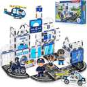 60PCS Police Station Magnetic Tiles Set with 6 Magnetic Dolls,Magnet Tiles Building Blocks for kids,Toy for Boys 3-5 4-8-12 Gifts,STEM City Police Toys Include Policeman,Puppy,Criminal,Vehicles,Prison