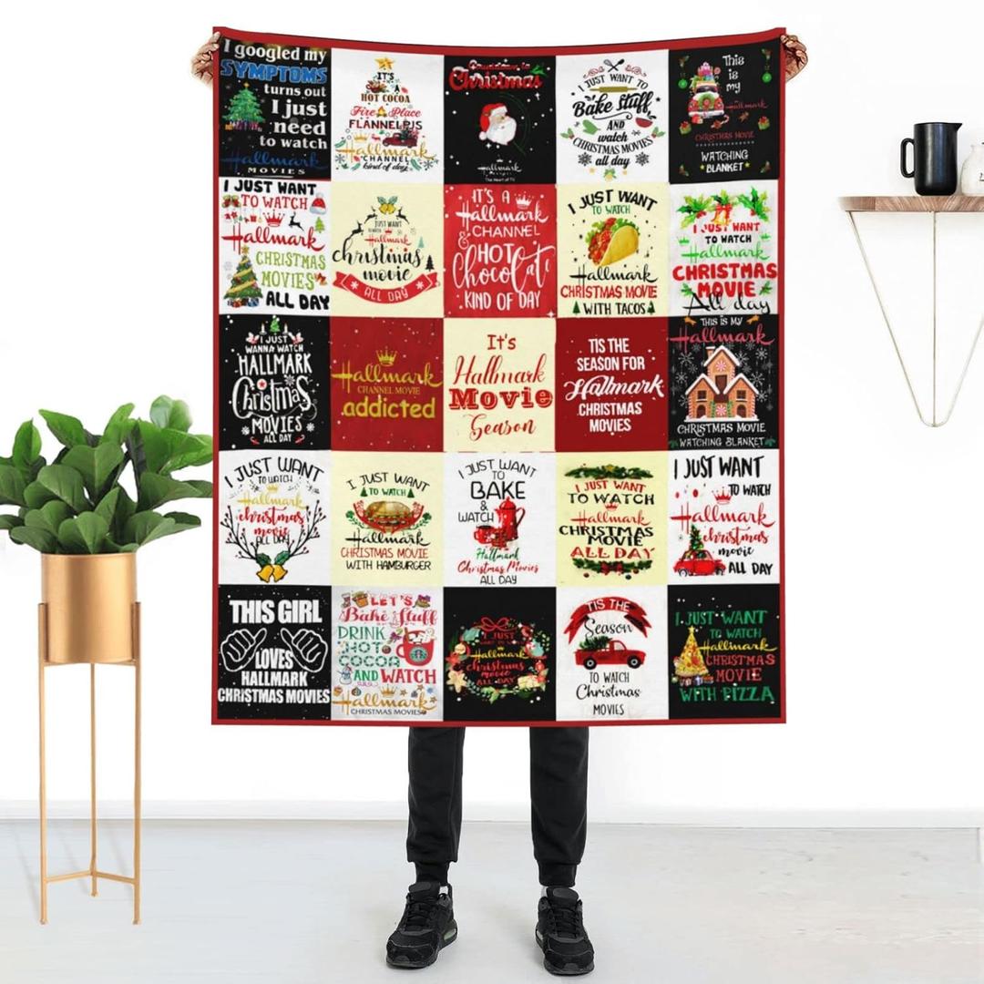 Christmas Plaid Throw Blanket Christmas Movies Watching Blanket Soft Warm Cozy Fleece Flannel Blanket Fall Microfiber Blanket for Couch Sofa Bed (Christmas,40x50Inch)