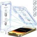 SMARTDEVIL 3-Pack Screen Protector for iPhone 14 Pro Max with 3-Pack Camera Lens Protector, Clear 9H Tempered Glass Film, Super Fast Installation (Dust-Free & Bubble-Free), Alignment Tool