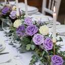 N&T NIETING Artificial Flowers, 25pcs Fake Flowers Rose with Stems Perfect for DIY Wedding Bridesmaid Bridal Bouquets Centerpieces Home Flower Arrangement Mother's Day Decoration, Series Purple