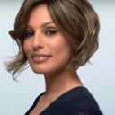 TISHINING Layered Short Ombre Brown Wavy Bob Wigs for Women Chin Length Mixed Brown Synthetic Hair Wig with Dark Roots Natural Looking Daily Party Wigs for White Women