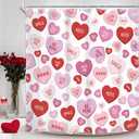 Homewelle Valentines Shower Curtain Pink Red Heart Valentines Love Theme Holiday Modern Cute Romantic Romance 72Wx72H Inch Couple Lovers Anniversary Waterproof Polyester Fabric Bathroom Bathtub