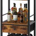 IBUYKE Wine Rack Freestanding Floor, Bar Cabinet for Liquor and Glasses,4-Tier Wood Coffee Bar Cabinet,Glass Holder and Storage Drawer for Home Bar Kitchen Living Room,Rustic Brown UTMJ905H (15.7x11.4x58 inch)