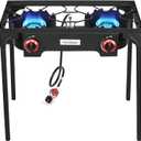 VIVICREATE Propane Grill 2 Burner Outdoor Propane Stove Portable Gas Grill High Pressure Camping Stove Double Burner Cooker for Camping Backyard BBQ Outdoor Cooking