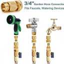 Garden Hose Quick Connect, Solid Brass 3/4 Inch GHT Leak-Proof Connectors, Heavy Duty Male & Female Quick Connect Hose Fittings, Easy Connect Water for Sprinkler & Pressure Washer (2 Pack)
