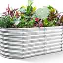 Land Guard 24 Tall Galvanized Raised Garden Bed Kit, Galvanized Planter Garden Boxes Outdoor, Oval Large Metal Raised Garden Bed for Vegetables (Classic Silver, 422ft)