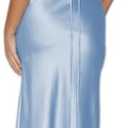 Womens Elegant Satin V Neck Backless Sleeveless Maxi Dress Silk Tie Low Back Formal Cocktail Dresses Wedding Guest XL