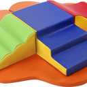 7-Piece PU Leather Baby Toddler Climbing Blocks Toy Set  Soft Foam Crawling Gym for Indoor Play, Safe & Fun Activity Blocks for Toddlers