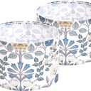 2pcs Flower Printed Small Drum Lamp Shades for Table Lamps Floor Lamps Wall Lamps.10"x10"x7" Barrel Lamp Shade for Home Decoration.Sipder Fitter Design.Easy Assembly.Fit harp and finial (not included)