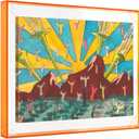 FOLKOR Acrylic Floating Frame for 28"x 22.5 "in Canvas Prints, DIY Neon Color Floater Frame for Oil Paintings Abstract Wall Art Watercolor Diamond Painting Landscape, Orange