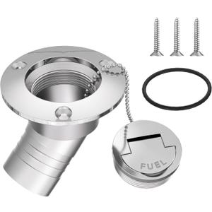 Boat Deck Filler, Stainless Steel 316 Gas/Waste/Water/Fuel/Diesel, 1-1/2" (38mm), Boat Deck Fill Neck for Boat Yacht RV Caravan with Keyless Cap, Screws