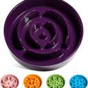 LE TAUCI Dog Bowls Slow Feeder Ceramic, 1.5 Cup Slow Feeding Bowl for Small and Medium Breed, Puzzle Dog Food Bowl for Fast Eater, Maze Purple