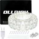 50ft Rope Lights, 360 LED 110V Daylight White 6000K, Waterproof, Indoor/Outdoor, Patio, Flexible, Linkable, Durable