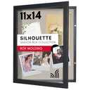 Americanflat Front Opening 11x14 Shadow Box Frame with Shatter-Resistant Glass - Silhouette Collection - Shadow Box Display Case for Tabletop and Wall Display - Black
