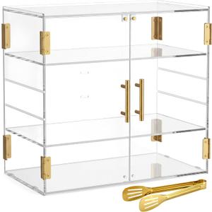 3-Tier Pastry Display Case, Countertop Bakery Display Case, 3Tier-18.9″L x 10.2″W x 16.1″H