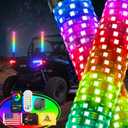 Ehaho 2PCS 3FT Fat Whip Lights for UTV ATV, Led Fatty Whip Light W/Rocker Switch & 6 Flags, Brighter Spiral Chasing Lighted Antenna Whip with APP & Remote Control for RZR SXS Can-Am X3 Off-Road