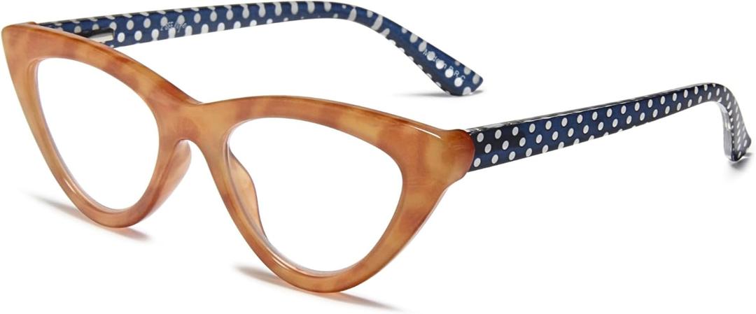 2SeeLife Premium Cat Eye Reading Glasses for Women – Narrow–Medium Fit, Sturdy Frame, Spring Hinges, Stylish Funky Readers, Honey Yellow, +2.25