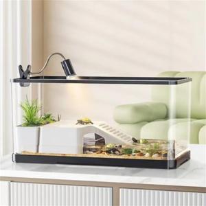 (Tank + Light + Filter + Filter Balls) Turtle Tank Kit, Turtle Tank Starter Kit,Bottom Drainage, Multi-Function Areas for Turtles, Crabs,Fishes, Amphibians,Reptiles.(21.65  12.28  12.28 Inch)