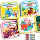 Timetome Reusable Water Painting Books for Kids 3-Pack Magic Water Reveal Coloring Books with Water Pens (Fairy Tale, Animal & Dinosaur) No-Mess Coloring & Reusable Fun Travel Activity for Ages 36