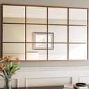 Suidia Wall Mirror, 30" x 48" Window Decorative Mirrors, Metal Framed Wall Decor Wall-Mounted Mirrors for Bedroom, Living Room, Entryway, Gold