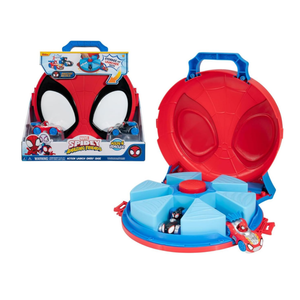 Jazwares Marvel Spidey and His Amazing Friends Action Launch Carry Case - 12-Inch Carry Case with Rotating Launcher and Two Exclusive Amazing Metals Vehicles