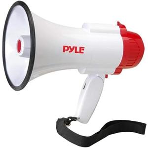 Pyle Megaphone Speaker PA Bullhorn - with Built-in Siren 30 Watt Voice Recorder & 800 Yard Range - Ideal for Football, Soccer, Baseball, Hockey, Basketball, Cheerleading Fans & Coaches - PMP35R