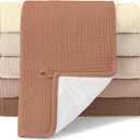 Bearmoss Muslin Burp Cloths, 100% Cotton Baby Burping Clothes, Large Extra Soft Absorbent for Unisex Newborn Boy and Girl, 20x10in, 6 Pack (Brown)