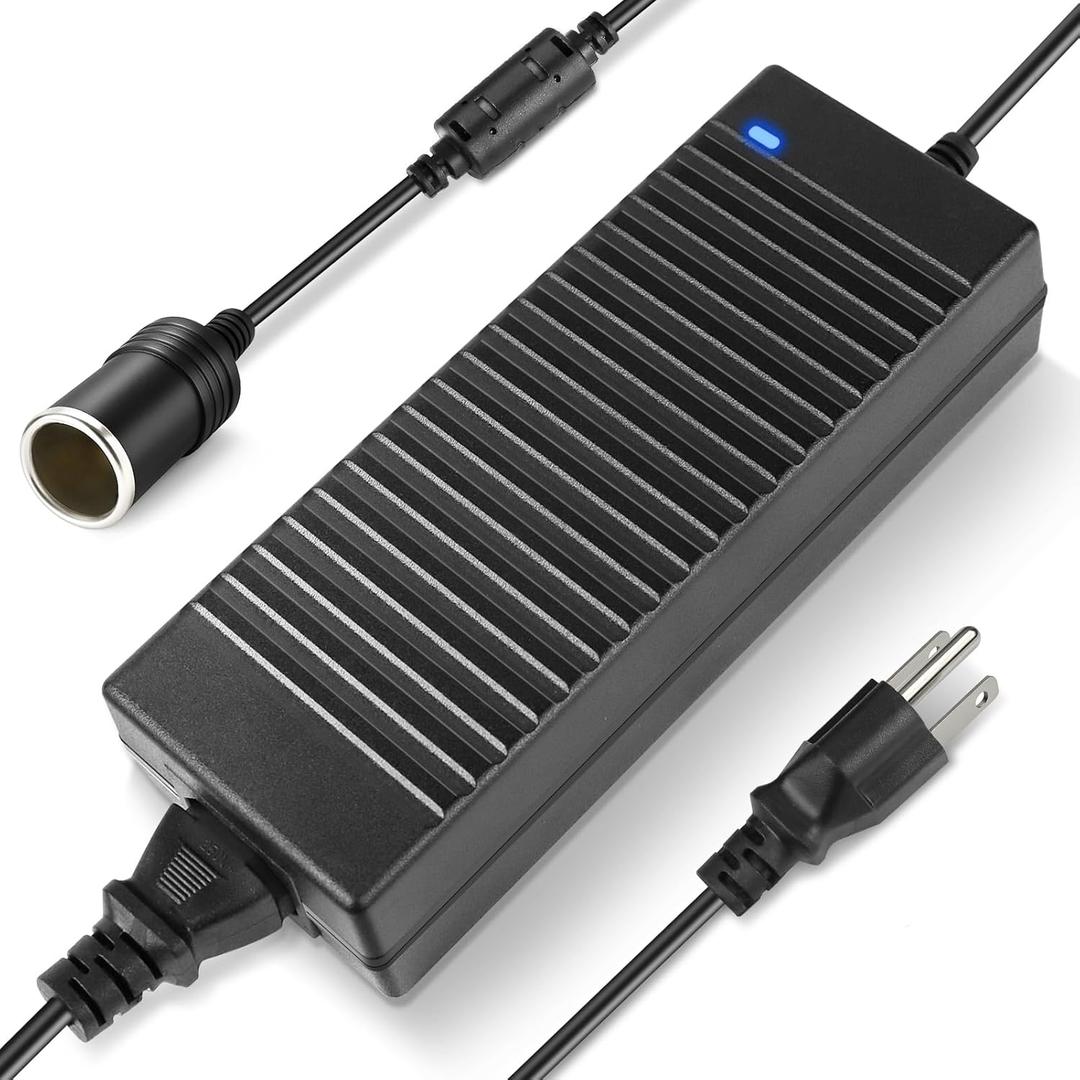 110V AC to DC 12V Converter 10A 120W, Cigarette Lighter Adapter to Wall Plug 100-240V, Car Charger to Wall Plug Adapter Transformer Power Supply for Dash Cam, Inflator, Vacuum, Car Fridge, Car Devices