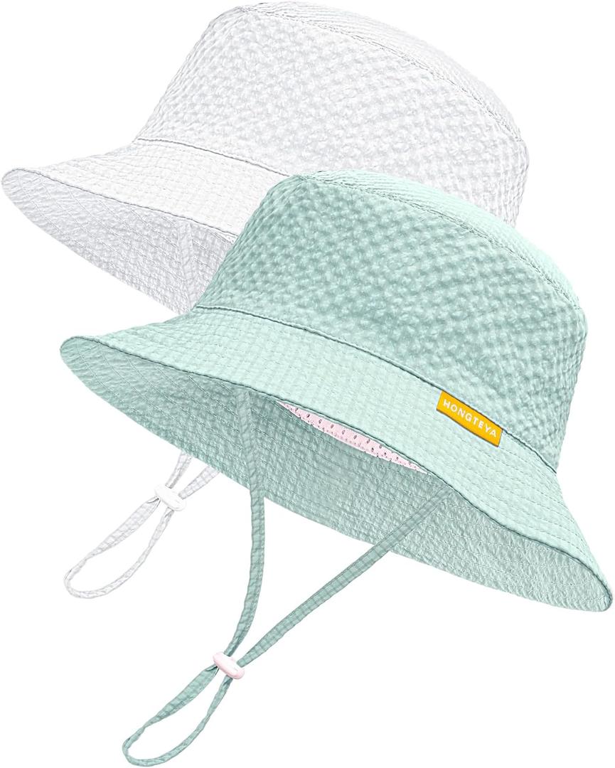 HONGTEYA Baby Sun Hat Toddler Boy Bucket Hat Kids Summer Beach Hat Wide Brim Sun Protection