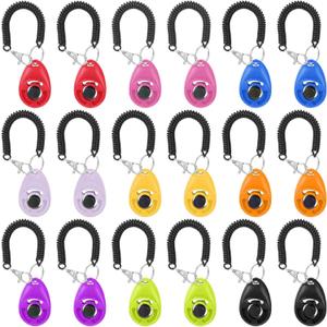 18 Pieces Dog Training Clicker, Pet Behavioral Training Clickers with Wrist Strap for Dogs Cats Puppy Birds Horses(Multicolor)