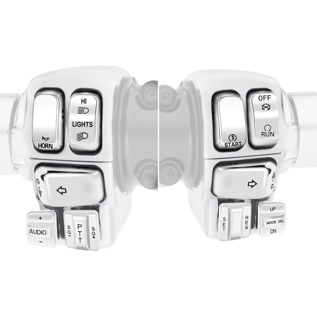 Chrome Hand Control Switches Caps Compatible with Harley Electra Street Glide Road King Touring 1996-2013 Chrome Hand Control Switches Caps Compatible with Harley Electra Street Glide Road King Touring 1996-2013