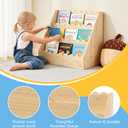 BALAPET Kids Bookshelf for Toddlers, 3-Tier Scalloped Wooden Bookcase, Durable Montessori Front Facing Book Shelf Organizer for Nursery & Classroom(Wooden,16.5 * 16.5 * 10.6in)
