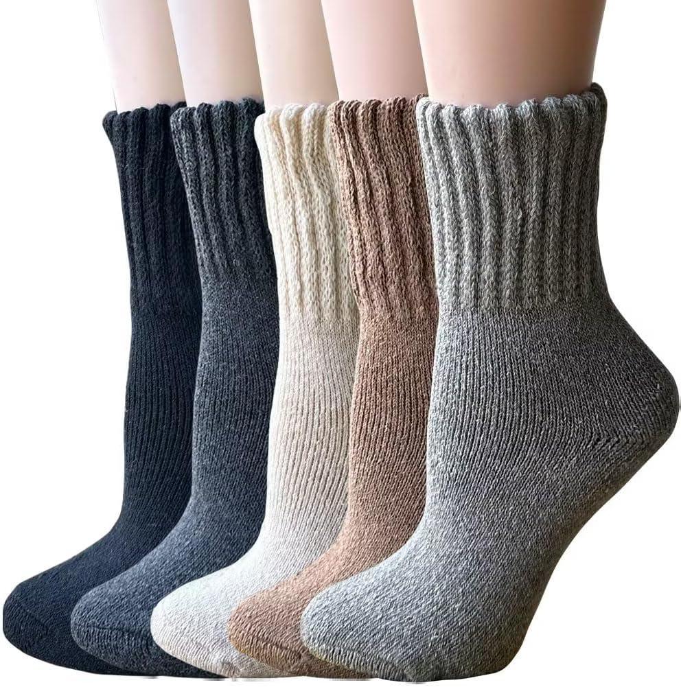 Yoicy Womens Super Thick Wool Socks - Soft Warm Comfort Casual Crew Winter Socks (Pack of 3-5), Multicolor (One Size)