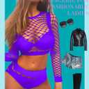 Women's Mesh Lingerie Fishnet Babydoll Mini Dress Bodysuit See Through Shirts Long Sleeves Lingerie Bodysuit Cover Up (White)