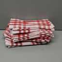 PurpleEssences Homestead Plaid Cloth Napkins - Mitered Corners - Christmas Holiday Winter - Check Dinner Napkin - Set of 12-100% Cotton - 18x18 Inch - Reusable Washable - Red and White