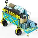 Old Bahama Bay 300lbs Extra Long 49" L Beach Wagon with Big Wheels with Brake for Sand, Collapsible Utility Beach Cart Heavy Duty Folding Wagon,Ideal for Outdoor Sand Camping Garden Pet