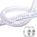 Quickun 1-1/4" ID x 1-1/2" OD, 3FT length Steel Wire Hose PVC Vacuum Tubing (with 2 Stainless Clamps), Drain Hose Vinyl Suction Tubing Flexible Tube Vinyl Hose Line