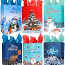 Evechole 24 Pack Christmas Gift Bags with Tissue Paper, Christmas Paper Bags with Handles 6 Styles Xmas Treat Bags Xmas Goody Bags Bulk Holiday Candy Goodie Bags for Xmas Winter Party Favors Supplies