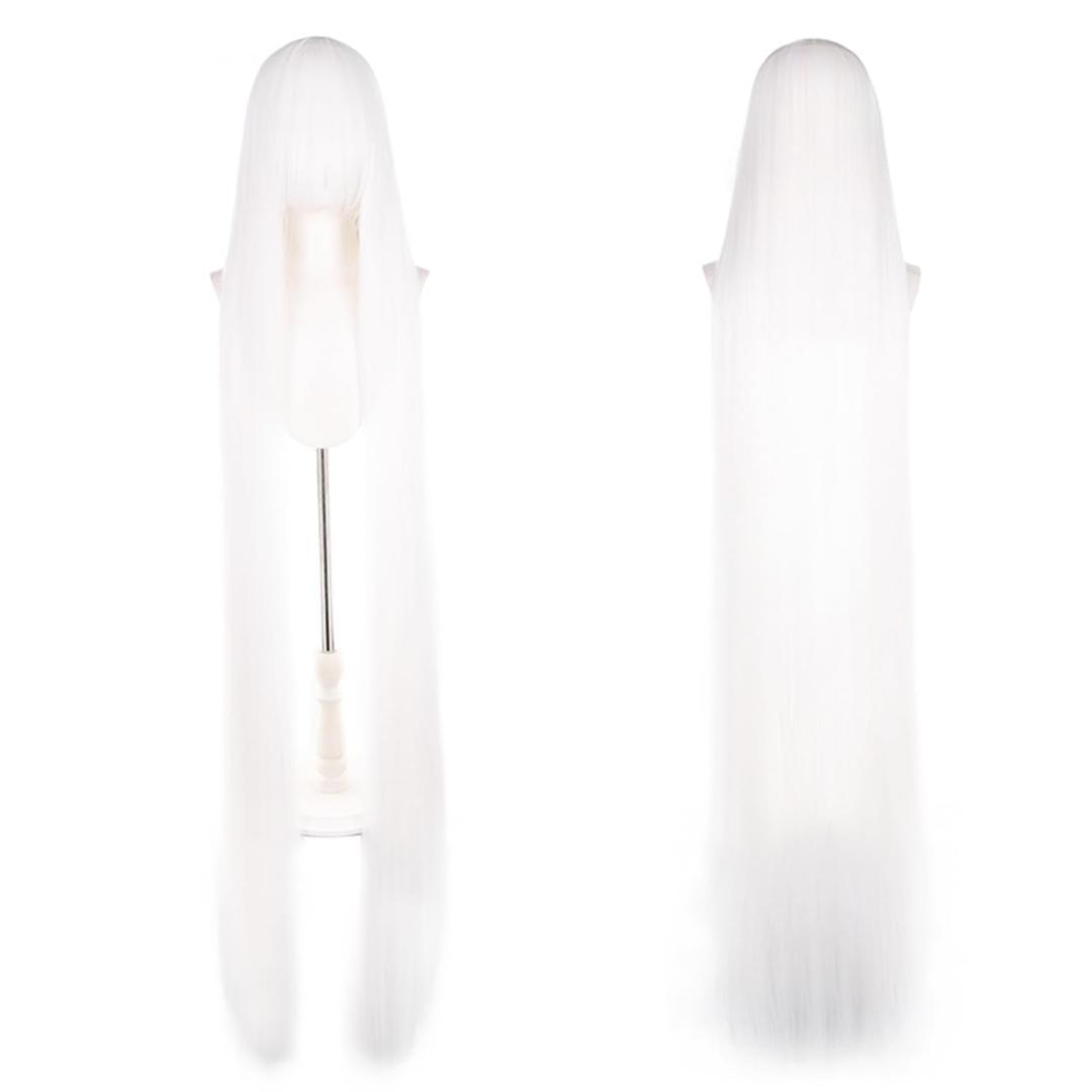 150cm/4.9 feet White Extra Long Anime Wig Heat resistant Straight Synthetic Hair Wig for Costume 