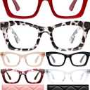 CCVOO 1.5 Stylish Reading Glasses for Women, Stylish Eyeglasses, Blue Light Readers for Women, Cheaters, (A7 Runway Rouge)
