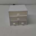 Desk Organizer with Drawer, Office Organizer with 4 Drawers, Desk Storage Box for, Desktop, Dressing table, Office, School, Home, Plastic Box and 4 Acrylic Drawers(White)