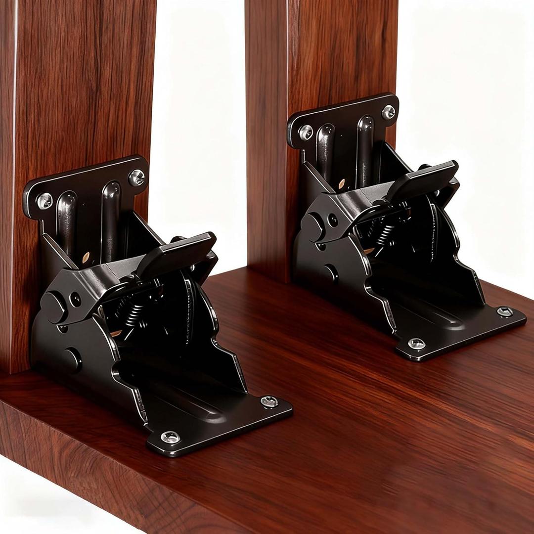 2 Pack Folding Brackets 0-90-180, Heavy-Duty Folding Table Leg Brackets with Self-Locking Hinges, Adjustable Hardware Bracket for Table/Bed/Desk Legs