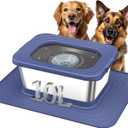 Decflow 10L Stainless Steel Dog Water Bowl, No Spill Anti-Splash Dog Bowls with XXL Silicone Mat, Spill-Proof Slow Feeder for Messy Drinkers, Heavy Duty Pet Bowls for Indoor/Outdoor Use Blue