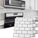 Art3d 10-Sheet Backsplash Tile for Kitchen Peel and Stick, 12"x12" Stick on Subway Tiles for Kitchen, Bathroom Back Splashes, White-Black Grout (12x12 Inch)
