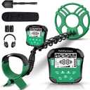 Metal Detector for Adults Waterproof-Professional Higher Accuracy Gold Detector with LCD Display,5 Mode,Advanced DSP Chip 12" Coil(Green)